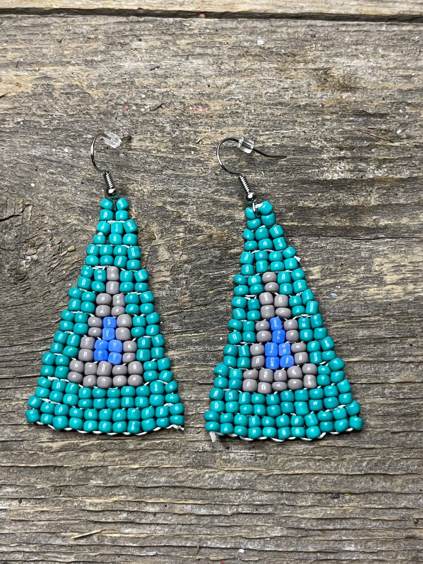 Large Hand Sewn Beaded Earrings