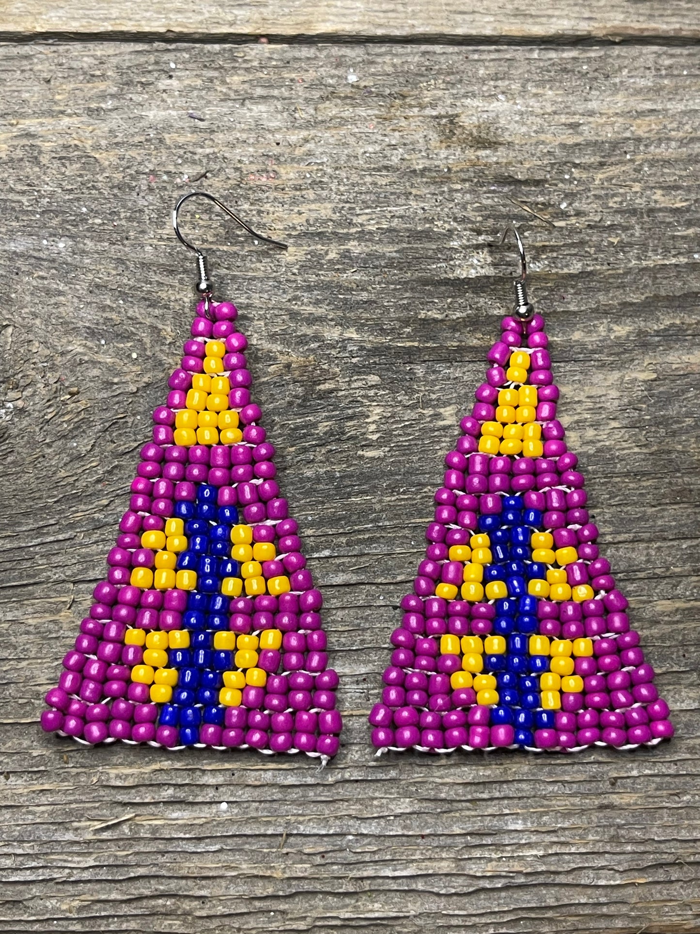 Large Hand Sewn Beaded Earrings